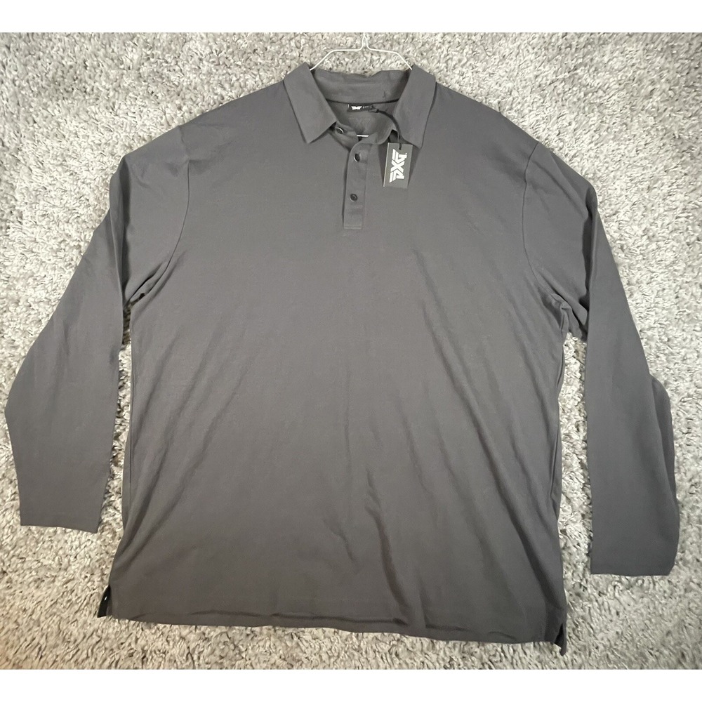 NEW Mens PXG Parsons Xtreme Golf Polo Pique Comfort Fit Long Sleeve‎ Asphalt 2XL